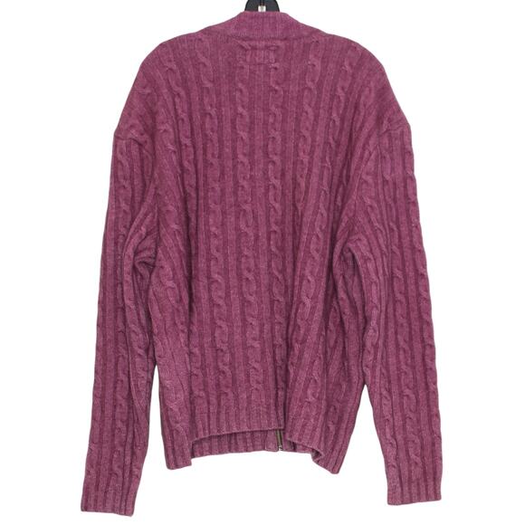 McDonald Cardigan Cable Knit Possum Fur Lambswool New Zealand Academia Zip XXL - Picture 2 of 8